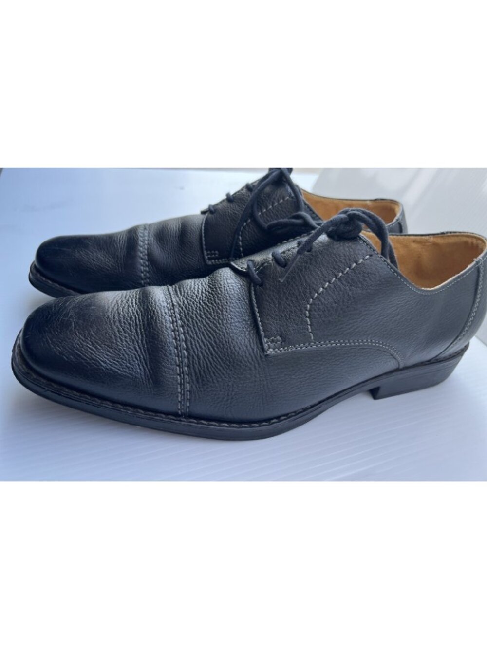 Sandro Moscoloni Mens 10.5 D Black Leather Cap Toe Derby Dress Shoes Brazil - Picture 13 of 14